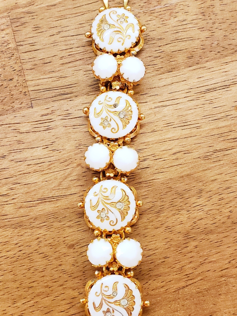 Gold and White Floral Accent Bracelet - Women Jewelry